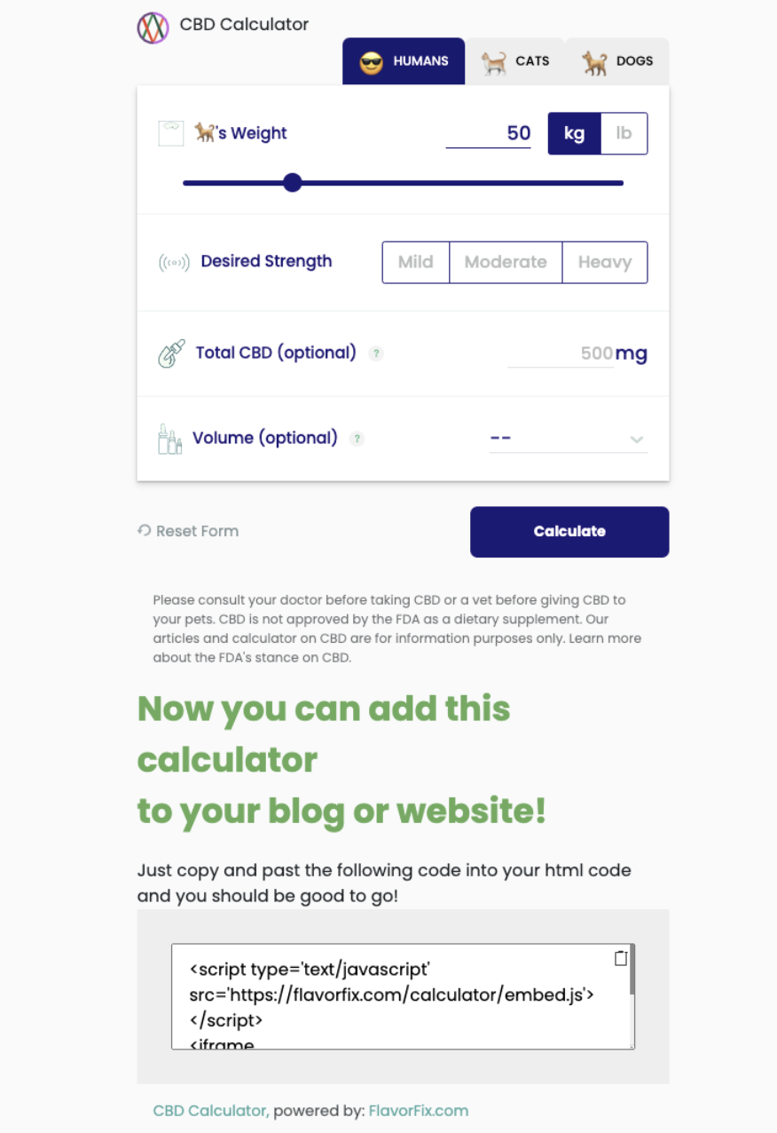 CBD Dosage Calculator